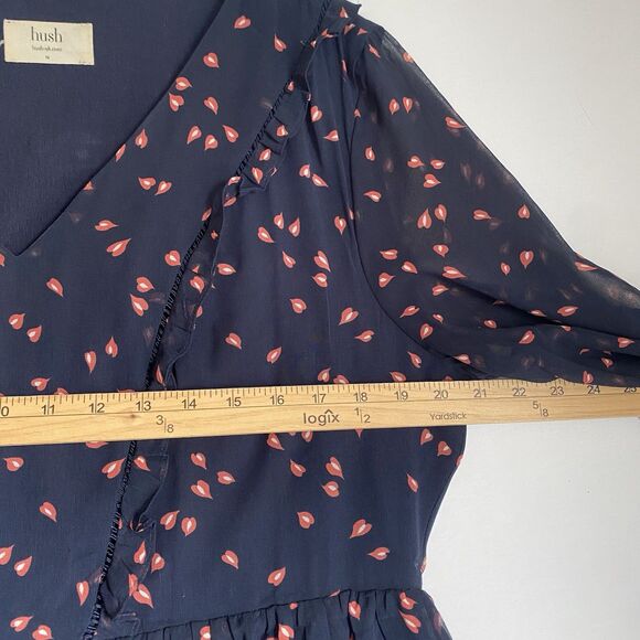 Hush Mini Fit & Flare Dress 14 Dark Floral Long Sleeve Romantic Coquette - Picture 4 of 9